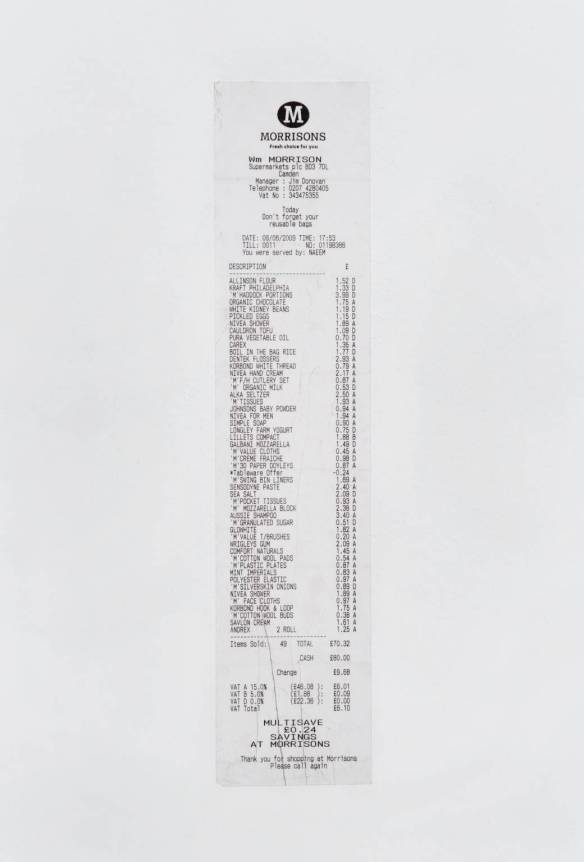 Ceal Floyer, Monochrome Till Receipt (White), 1999 (2009 version)